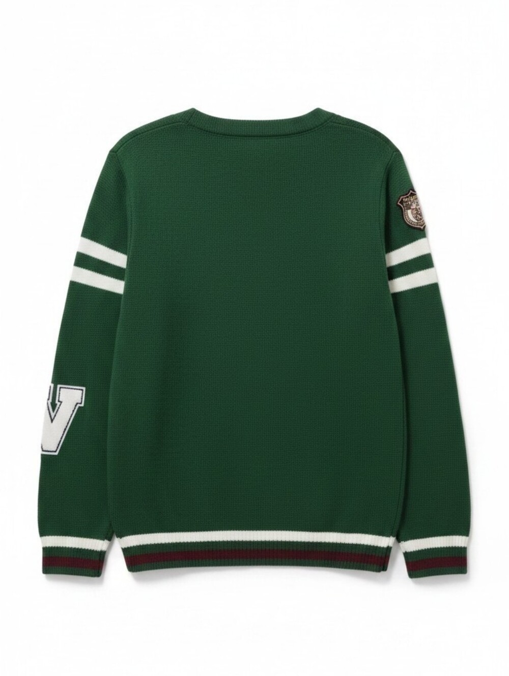 Manfinity Dark Green Varsity Patch Cardigan Letterman Knit Sweater Y2K XL - Picture 3 of 6